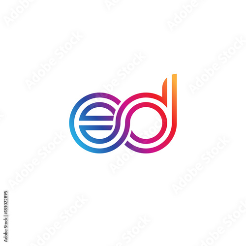 Initial lowercase letter ed, linked outline rounded logo, colorful vibrant gradient color