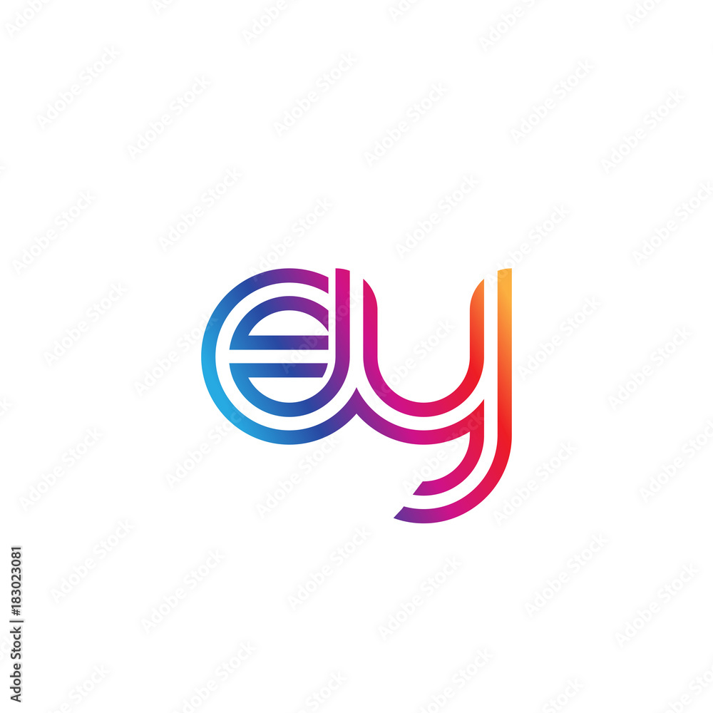 Initial lowercase letter ey, linked outline rounded logo, colorful vibrant gradient color Initial lowercase letter ey, linked outline rounded logo, colorful vibrant gradient color