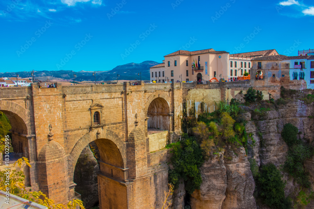 New bridge. View of the New Bridge in the city of Ronda, province of the city of Malaga. Andalusia, Spain. Photo taken – 13 n ovember 2017.