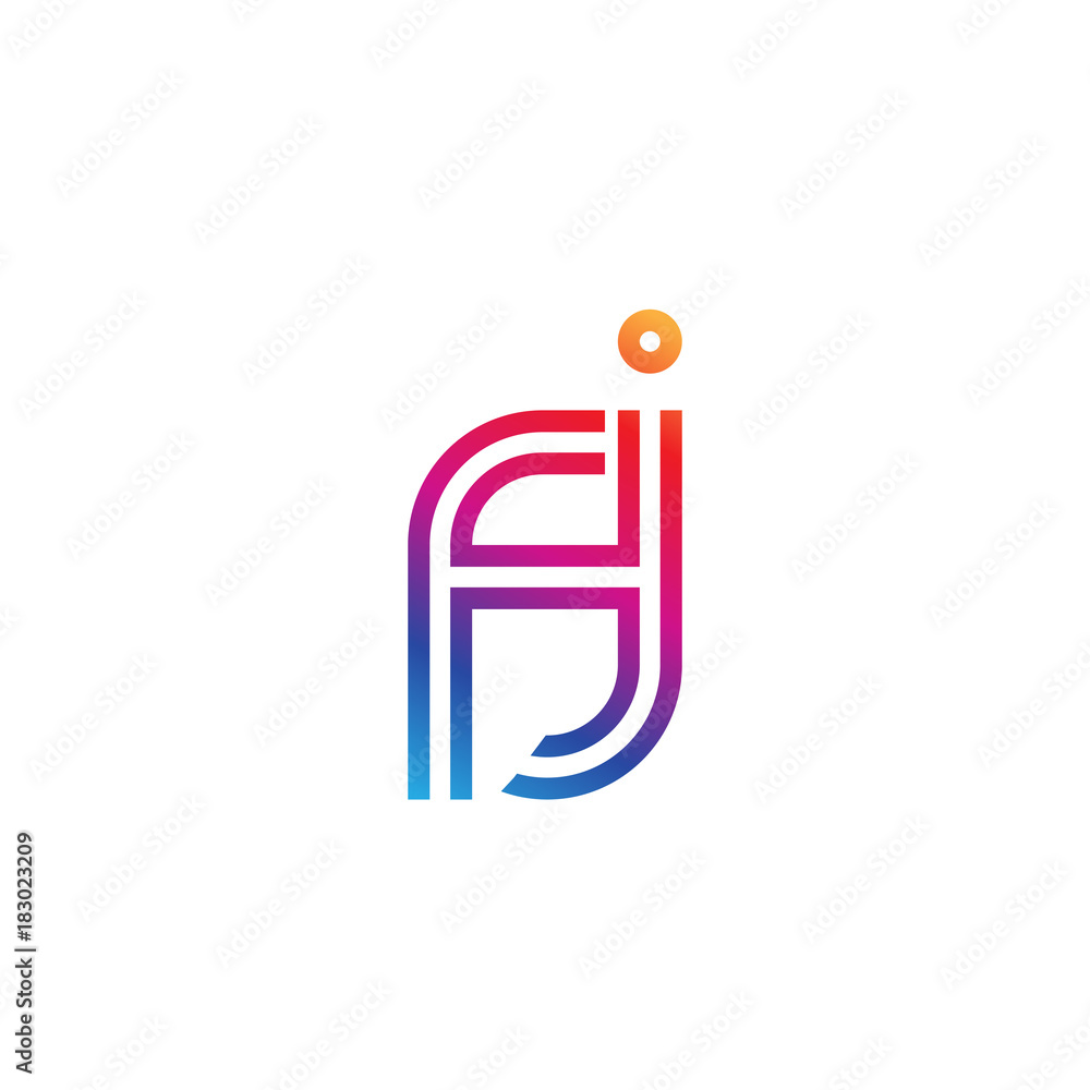 Initial lowercase letter fj, linked outline rounded logo, colorful vibrant gradient color Initial lowercase letter fj, linked outline rounded logo, colorful vibrant gradient color