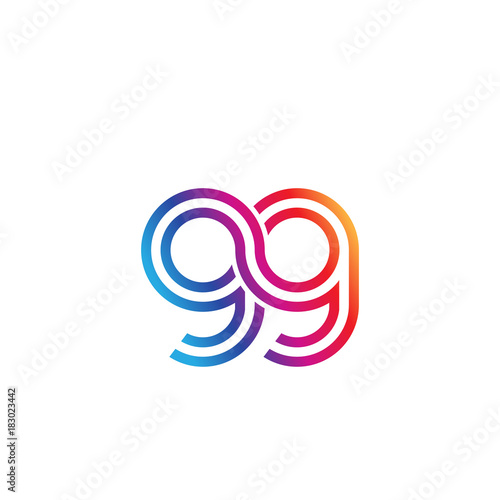 Initial lowercase letter gg, linked outline rounded logo, colorful vibrant gradient color