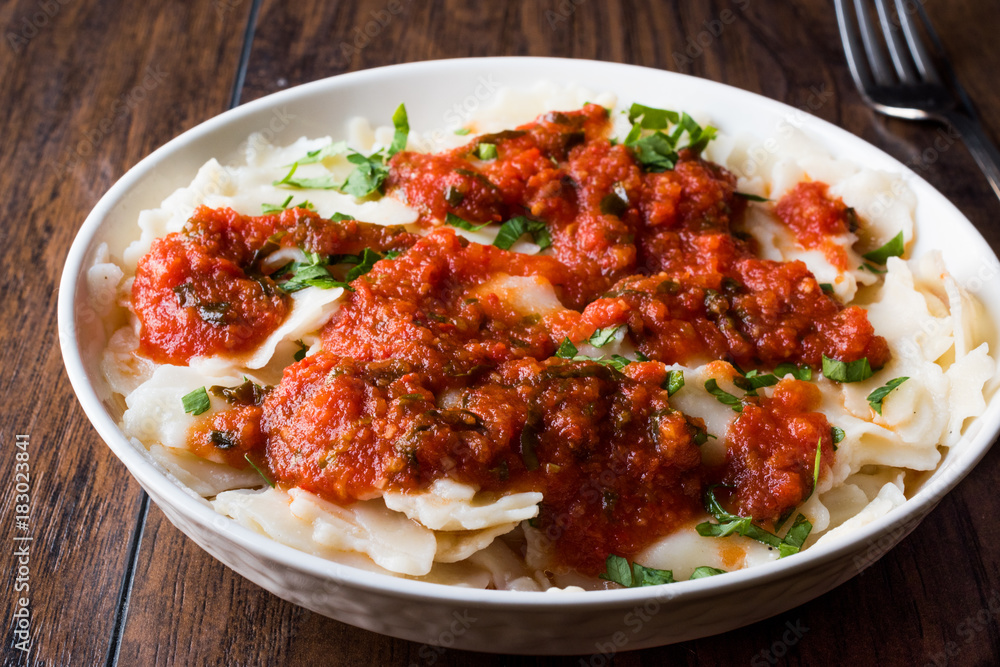 Homemade Italian Ravioli with Tomato Sauce. Homemade Italian Ravioli with Tomato Sauce.
