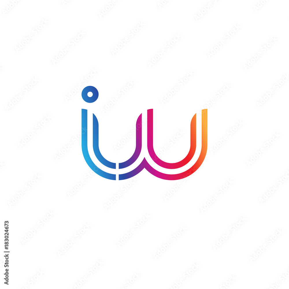 Initial lowercase letter iw, linked outline rounded logo, colorful vibrant gradient color Initial lowercase letter iw, linked outline rounded logo, colorful vibrant gradient color