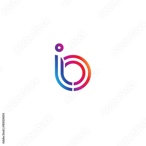 Initial lowercase letter io, linked outline rounded logo, colorful vibrant gradient color