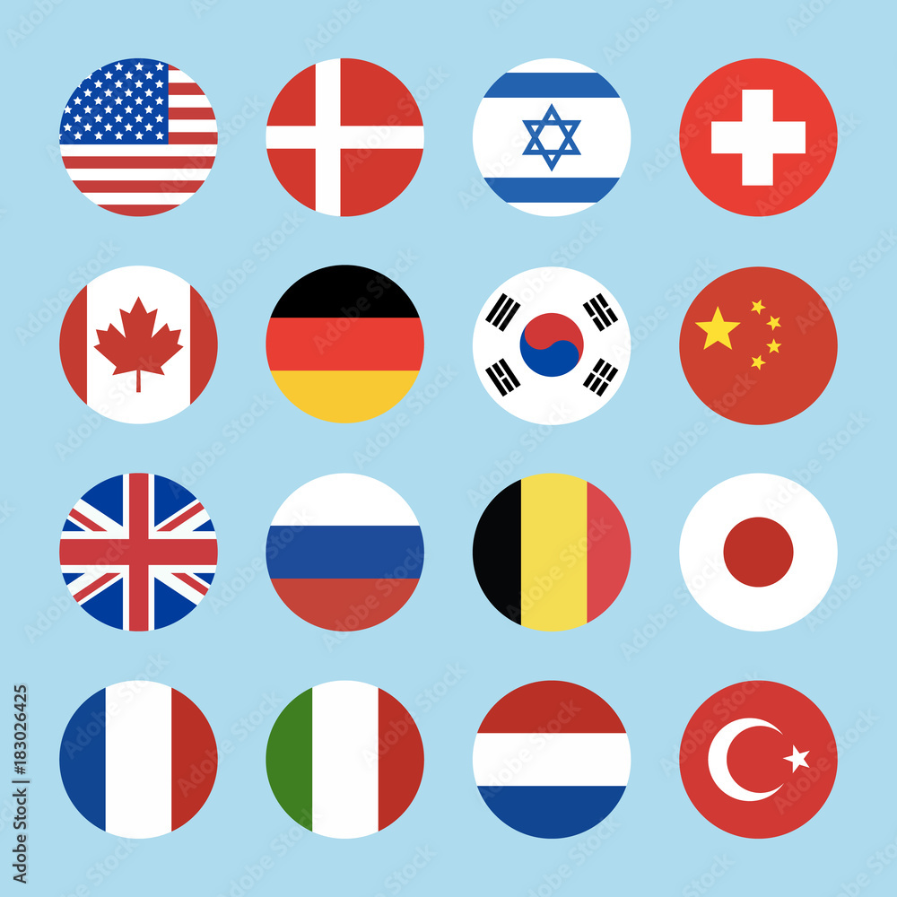 Vector world flags set. Circle icons. Stock Vector Adobe Stock