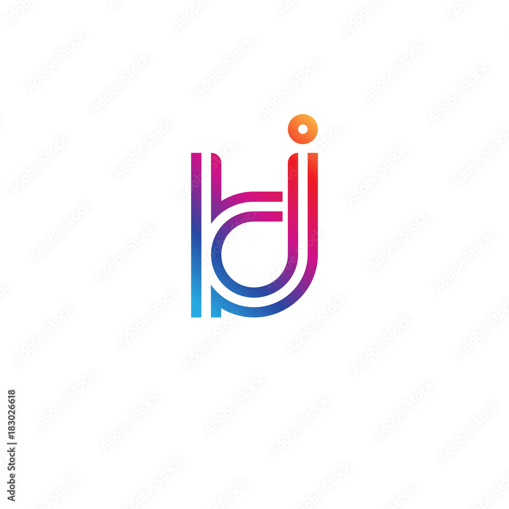 Initial lowercase letter kj, linked outline rounded logo, colorful vibrant gradient color Initial lowercase letter kj, linked outline rounded logo, colorful vibrant gradient color