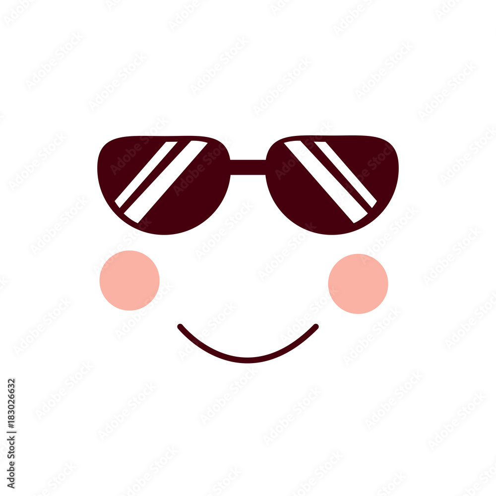 happy cool sunglasses face emoji icon image vector illustration design 