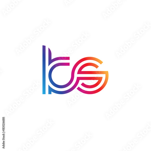 Initial lowercase letter ks, linked outline rounded logo, colorful vibrant gradient color