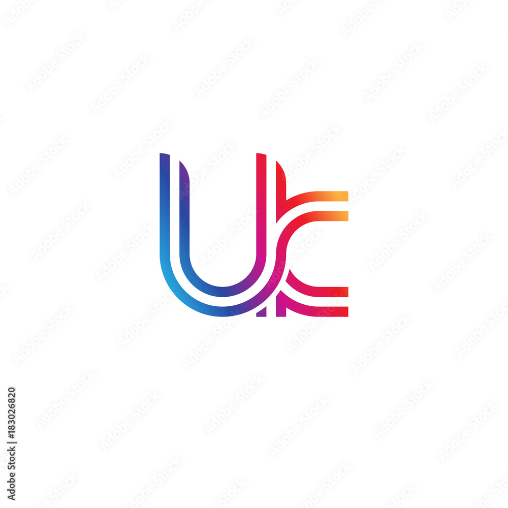 Fototapeta premium Initial lowercase letter lk, linked outline rounded logo, colorful vibrant gradient color