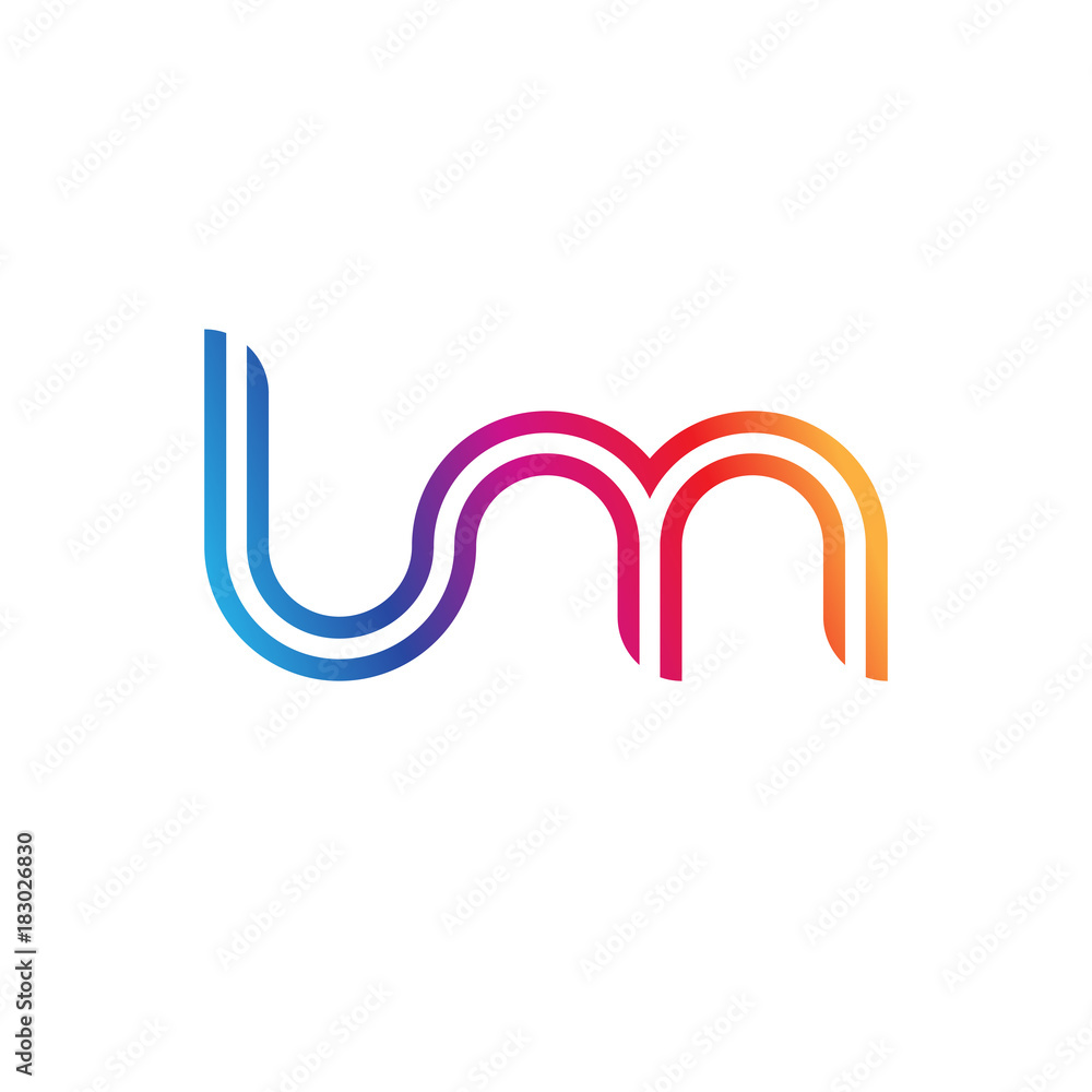 Initial lowercase letter lm, linked outline rounded logo, colorful vibrant gradient color Initial lowercase letter lm, linked outline rounded logo, colorful vibrant gradient color