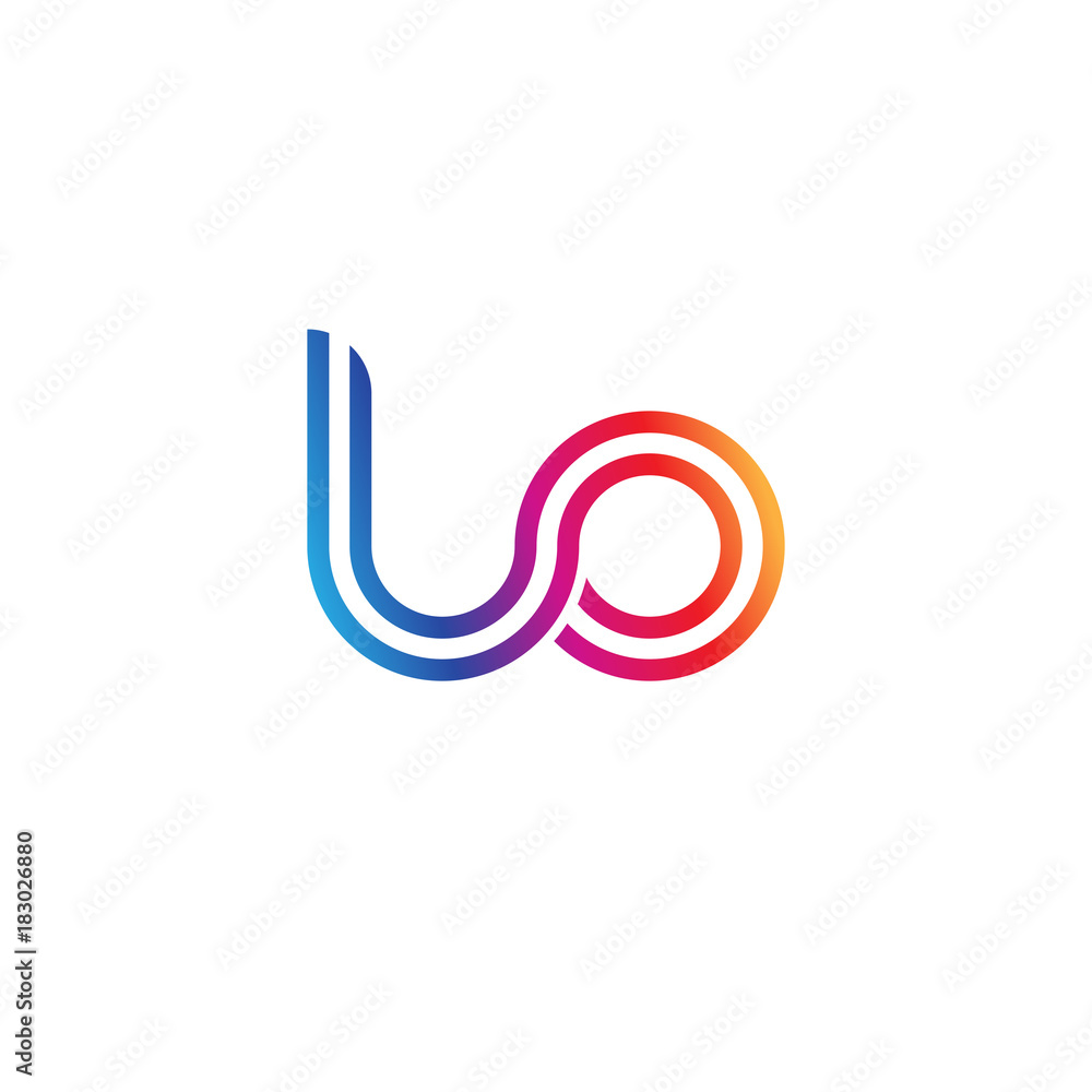Initial lowercase letter lo, linked outline rounded logo, colorful vibrant gradient color Initial lowercase letter lo, linked outline rounded logo, colorful vibrant gradient color