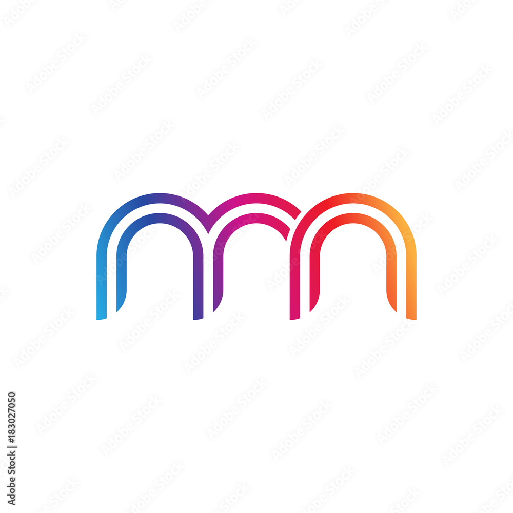 Initial lowercase letter mn, linked outline rounded logo, colorful vibrant gradient color Initial lowercase letter mn, linked outline rounded logo, colorful vibrant gradient color
