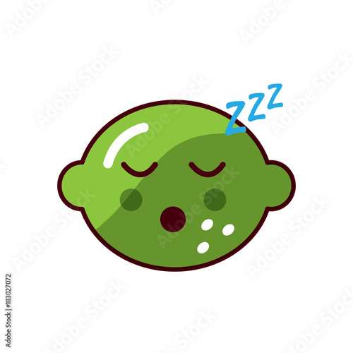 lime or lemon sleeping fruit kawaii icon image vector illustration design 
