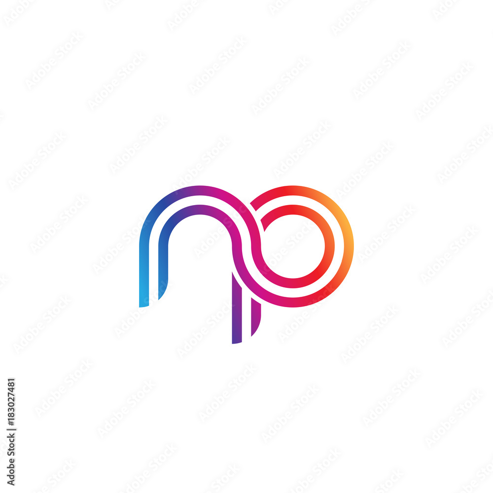 Initial lowercase letter np, linked outline rounded logo, colorful vibrant gradient color Initial lowercase letter np, linked outline rounded logo, colorful vibrant gradient color
