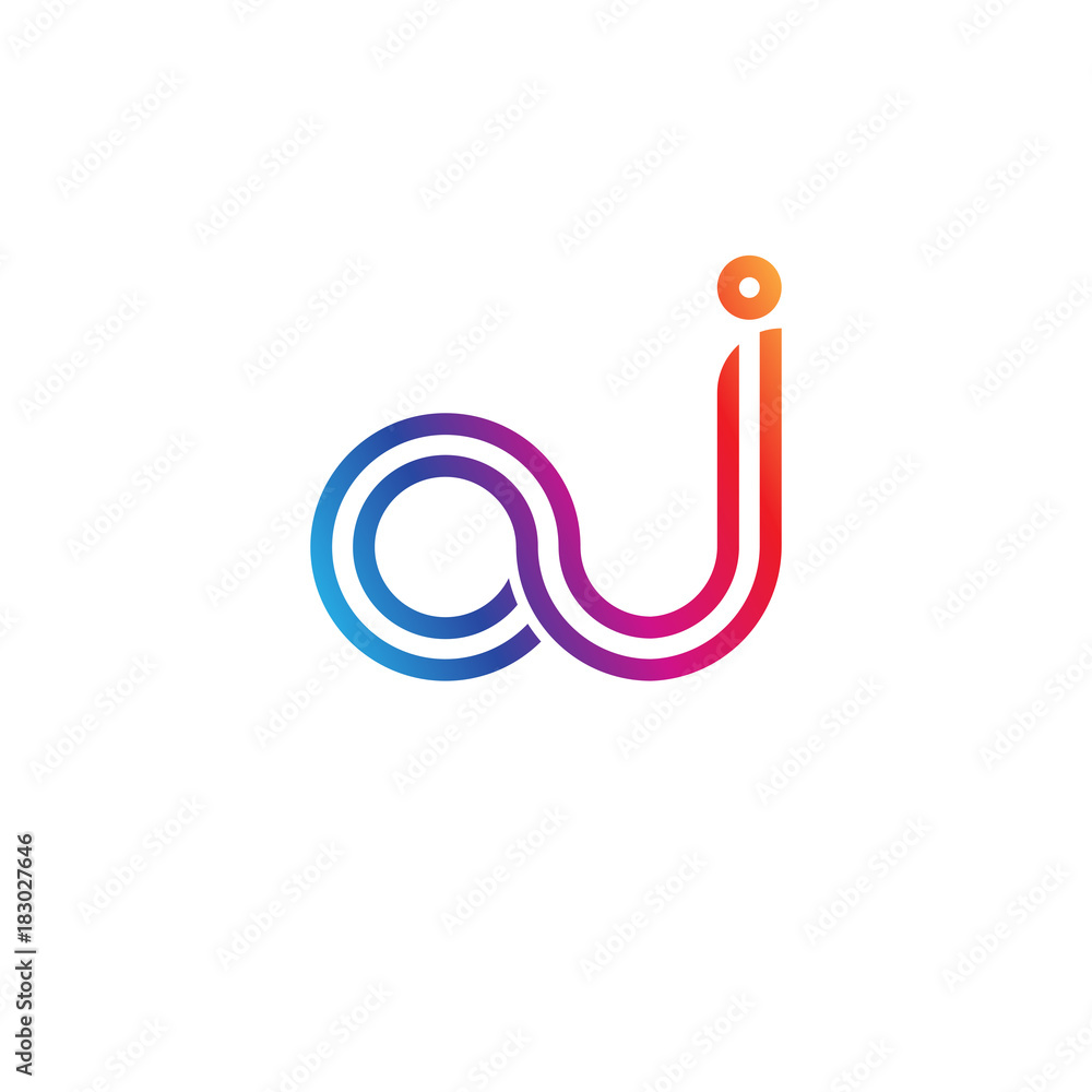 Initial lowercase letter oj, linked outline rounded logo, colorful vibrant gradient color Initial lowercase letter oj, linked outline rounded logo, colorful vibrant gradient color