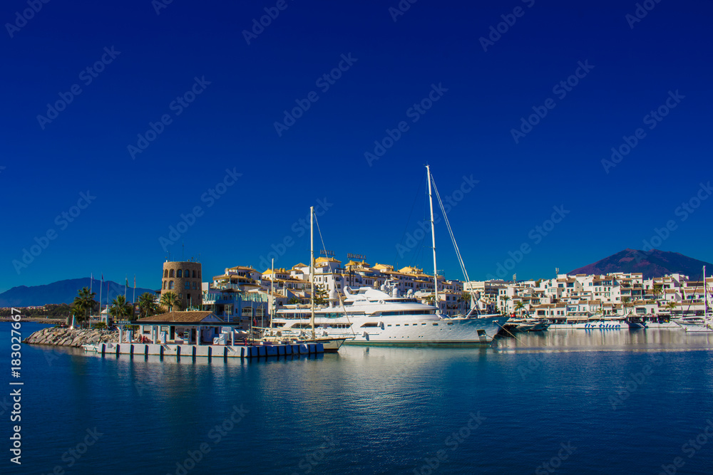 Port. Port of Puerto Banus, Marbella, Costa del Sol, Andalusia, Spain. Picture taken – 21 november 2017.