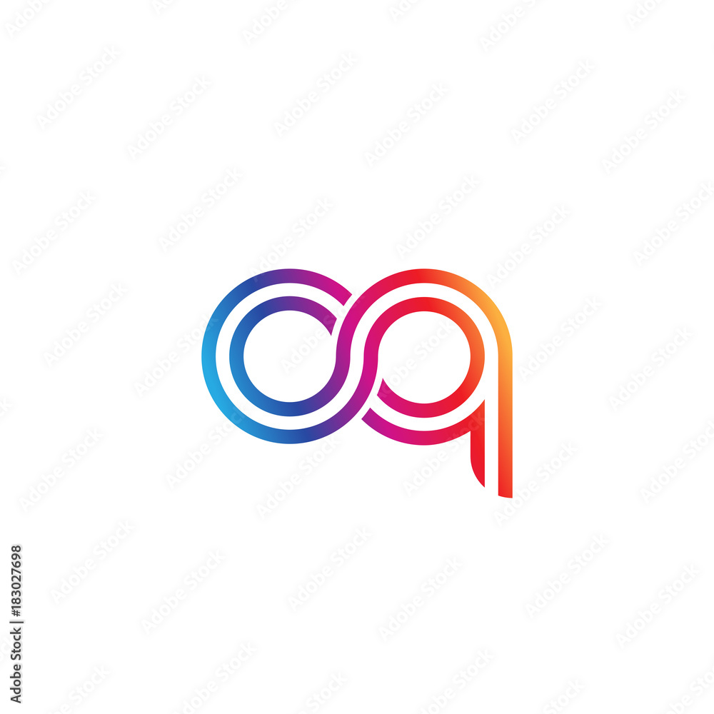Initial lowercase letter oq, linked outline rounded logo, colorful vibrant gradient color