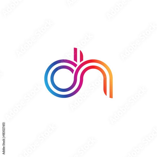 Initial lowercase letter oh, linked outline rounded logo, colorful vibrant gradient color