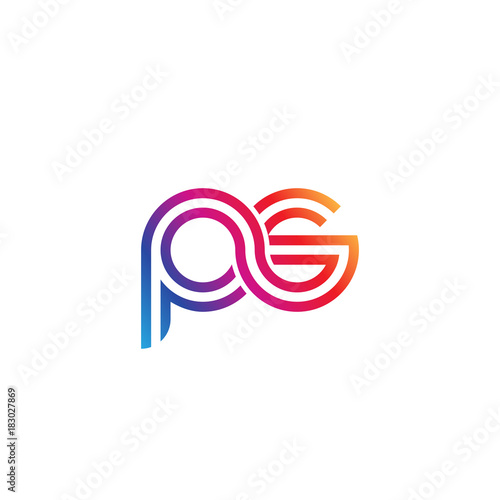 Initial lowercase letter ps, linked outline rounded logo, colorful vibrant gradient color
