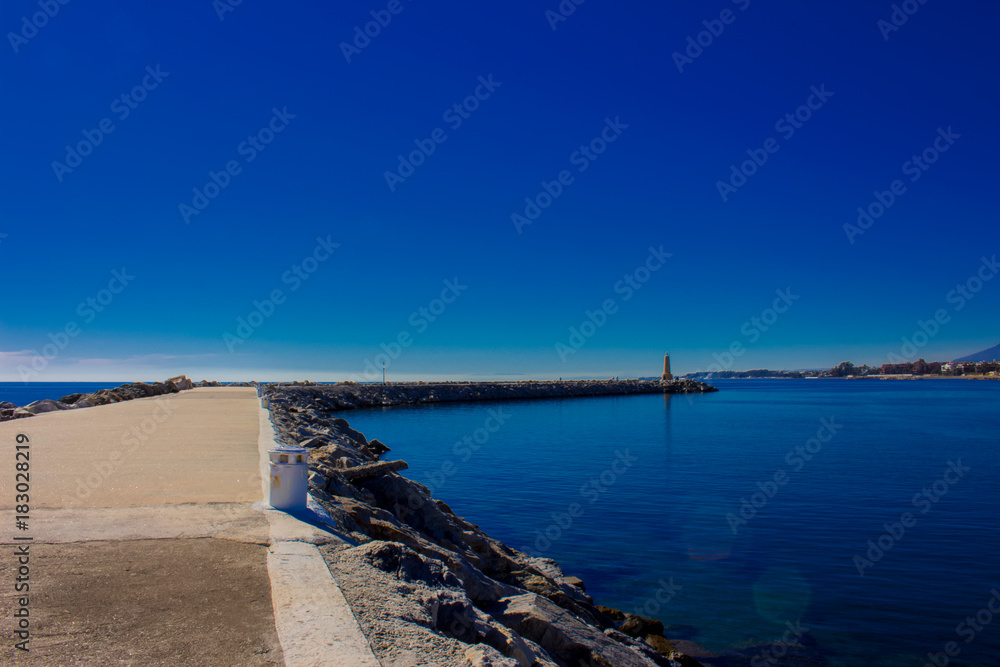Lighthouse. Port of Puerto Banus, Marbella, Costa del Sol, Andalusia, Spain.