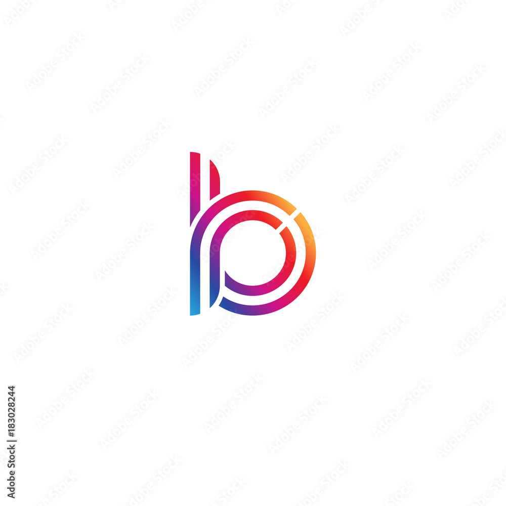 Initial lowercase letter rb, linked outline rounded logo, colorful vibrant gradient color Initial lowercase letter rb, linked outline rounded logo, colorful vibrant gradient color