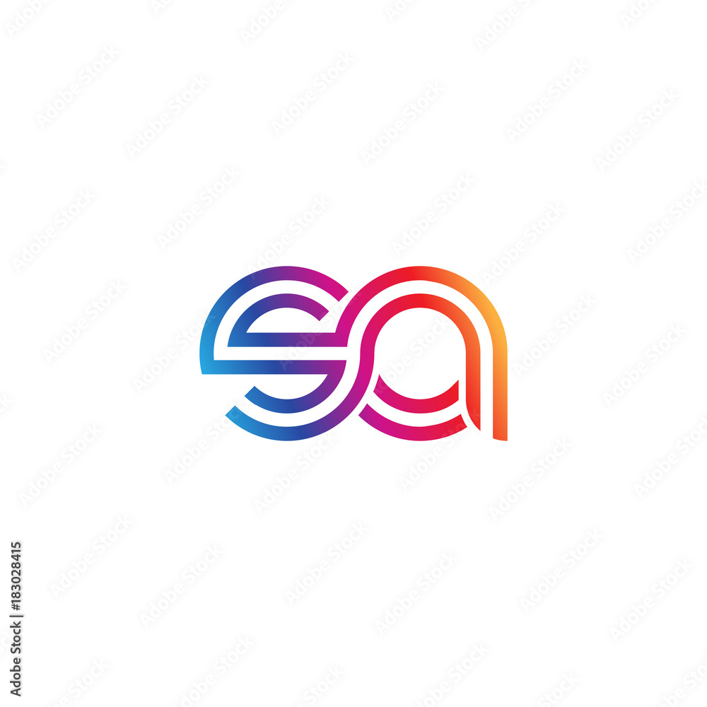 Fototapeta premium Initial lowercase letter sa, linked outline rounded logo, colorful vibrant gradient color