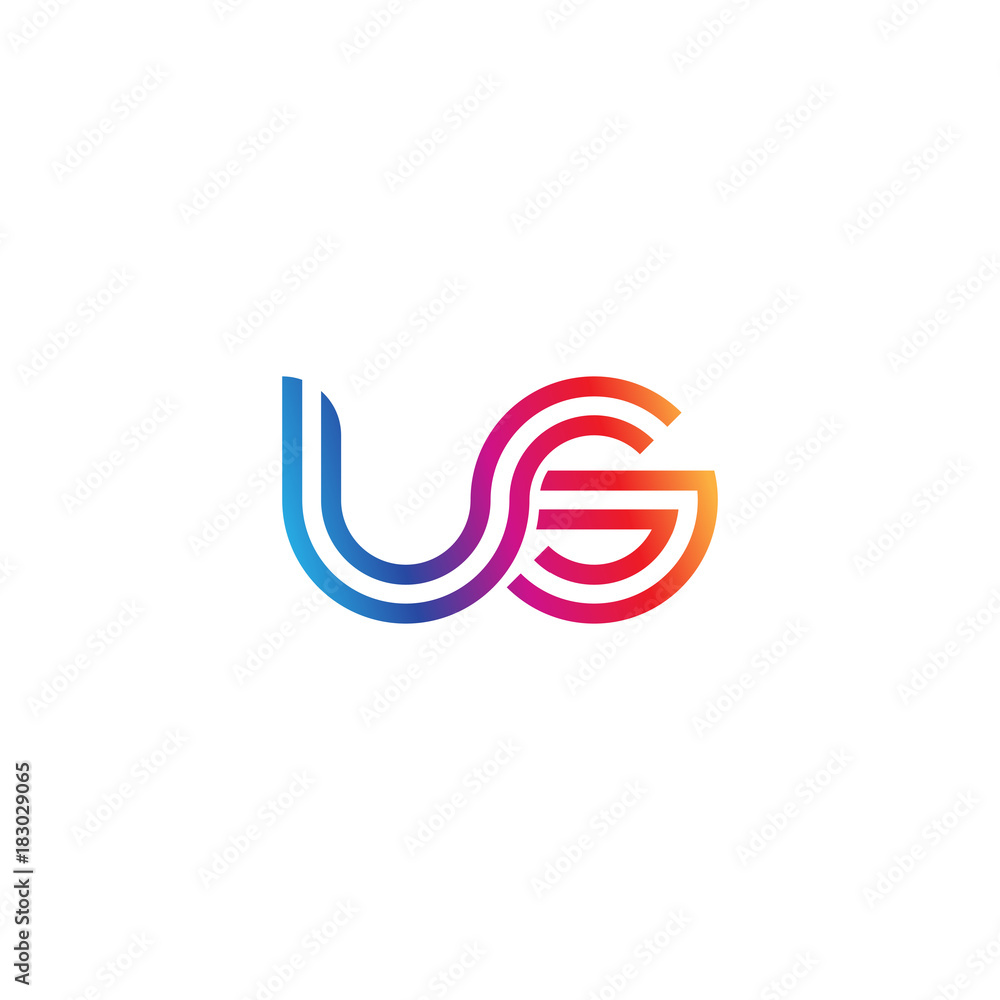 Initial lowercase letter us, linked outline rounded logo, colorful vibrant gradient color Initial lowercase letter us, linked outline rounded logo, colorful vibrant gradient color