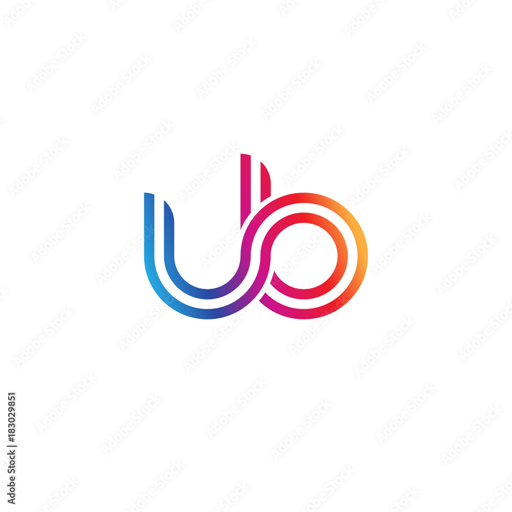 Initial lowercase letter ub, linked outline rounded logo, colorful ...