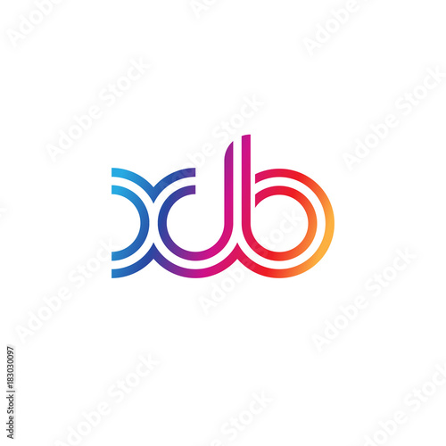 Initial lowercase letter xb, linked outline rounded logo, colorful vibrant gradient color