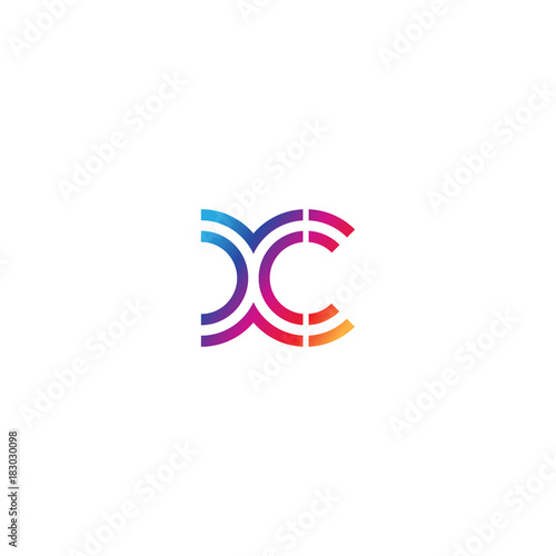 Wallpaper Mural Initial lowercase letter xc, linked outline rounded logo, colorful vibrant gradient color Torontodigital.ca
