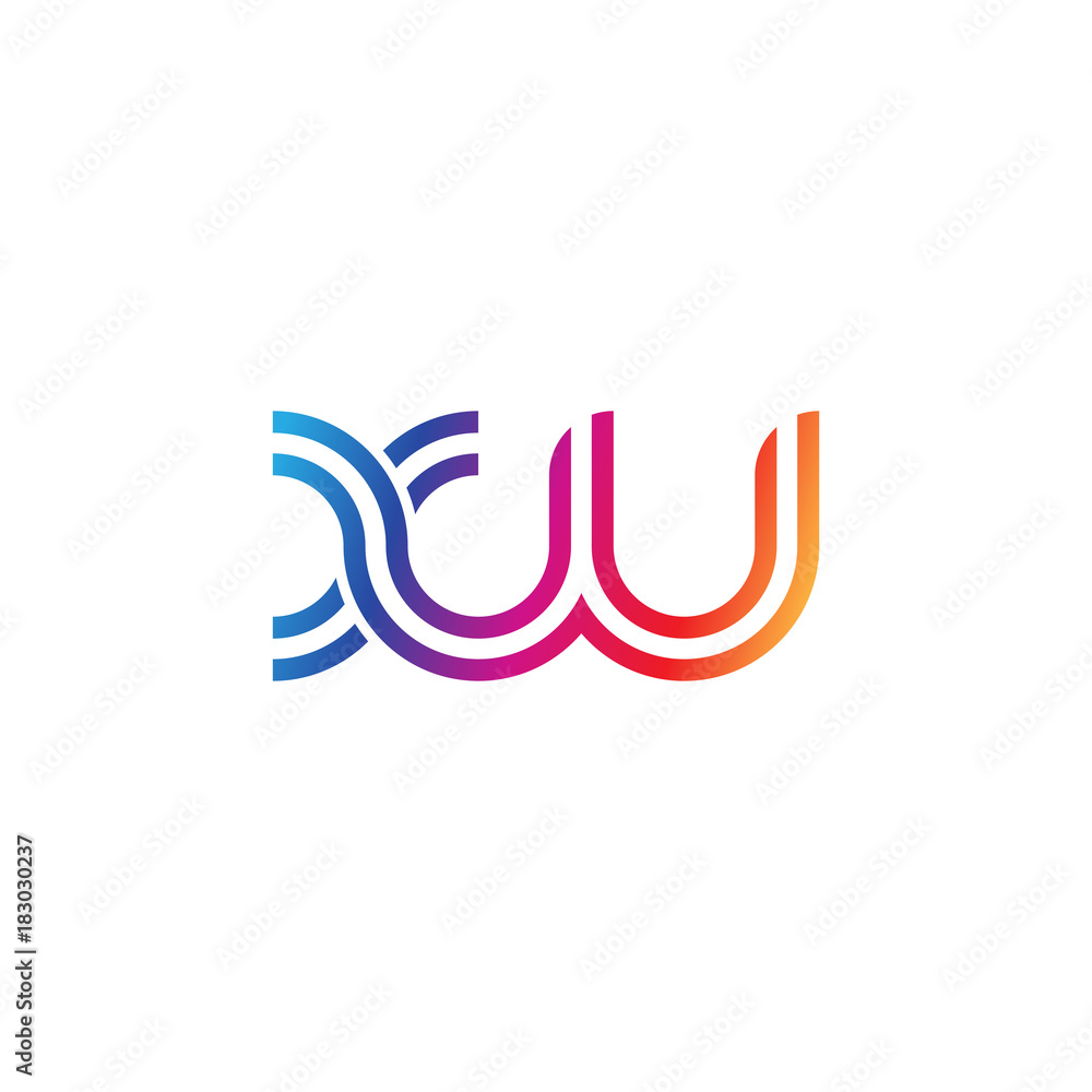 Fototapeta premium Initial lowercase letter xw, linked outline rounded logo, colorful vibrant gradient color