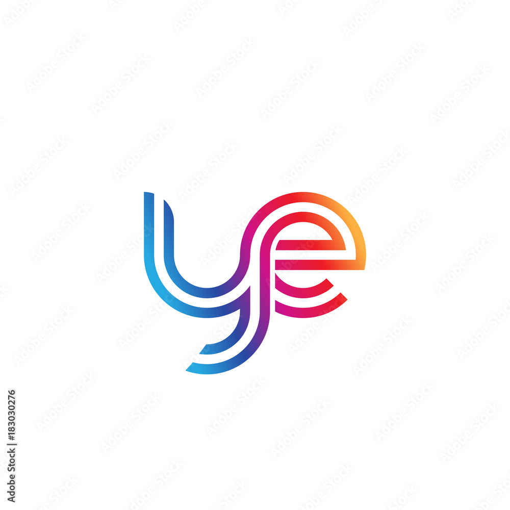 Initial lowercase letter ye, linked outline rounded logo, colorful vibrant gradient color Initial lowercase letter ye, linked outline rounded logo, colorful vibrant gradient color