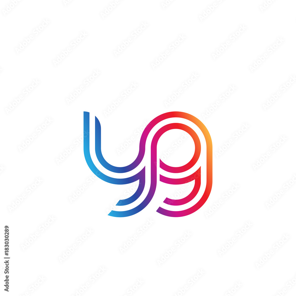 Fototapeta premium Initial lowercase letter yg, linked outline rounded logo, colorful vibrant gradient color