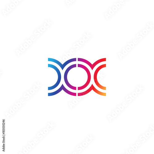 Initial lowercase letter xx, linked outline rounded logo, colorful vibrant gradient color