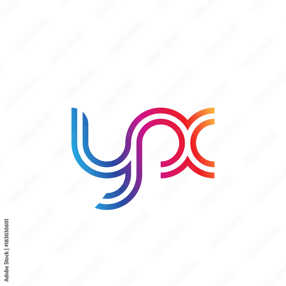 Fototapeta premium Initial lowercase letter yx, linked outline rounded logo, colorful vibrant gradient color
