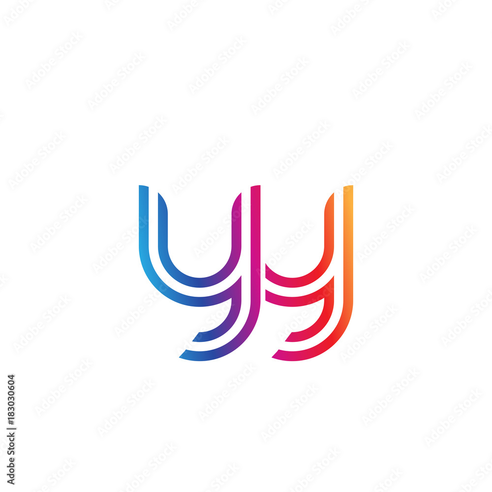 Fototapeta premium Initial lowercase letter yy, linked outline rounded logo, colorful vibrant gradient color