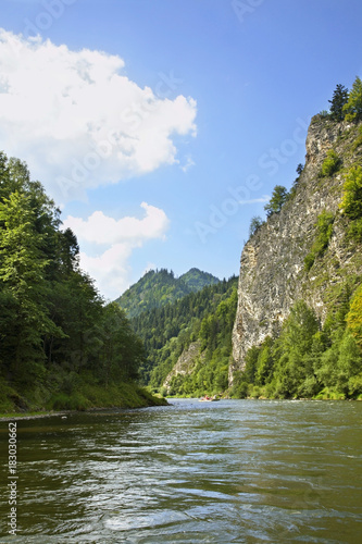 Dunajec river and Pienin Mountains. Poland