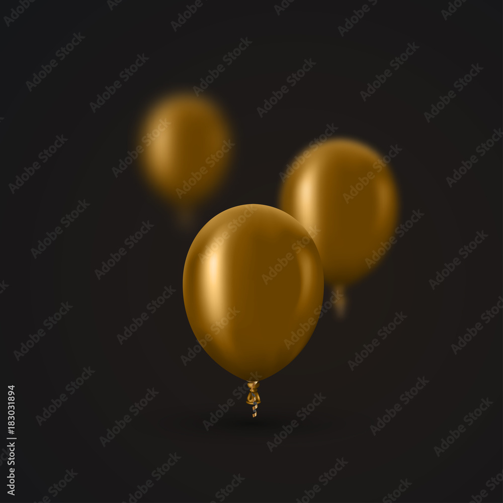 Vector modern golden balloons background for happy berthday or anniversary day.