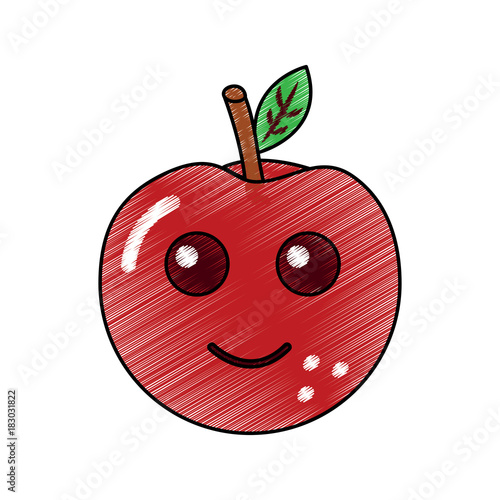 kawaii cute apple funny fruit vector illustration