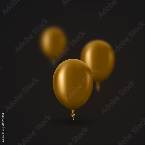 Vector modern golden balloons background for happy berthday or anniversary day. photo