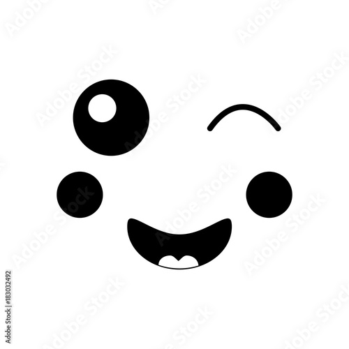 kawaii face expression facial gesture cartoon vector illustration