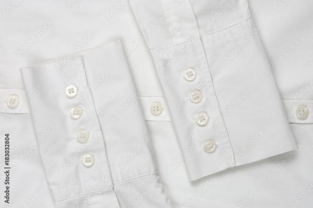 sleeve white shirt with buttons closeup sleeve white shirt with buttons closeup