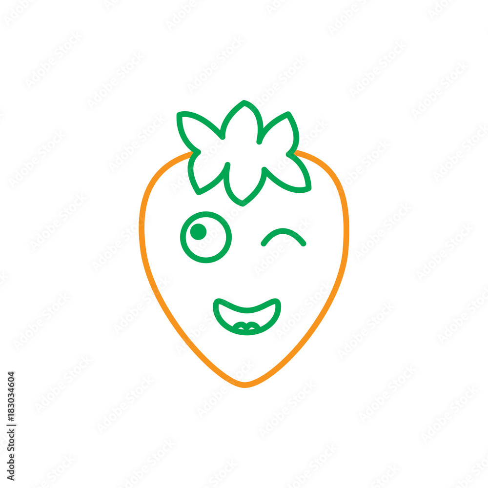 kawaii strawberry fruit cartoon character vector illustration line green orange kawaii strawberry fruit cartoon character vector illustration line green orange