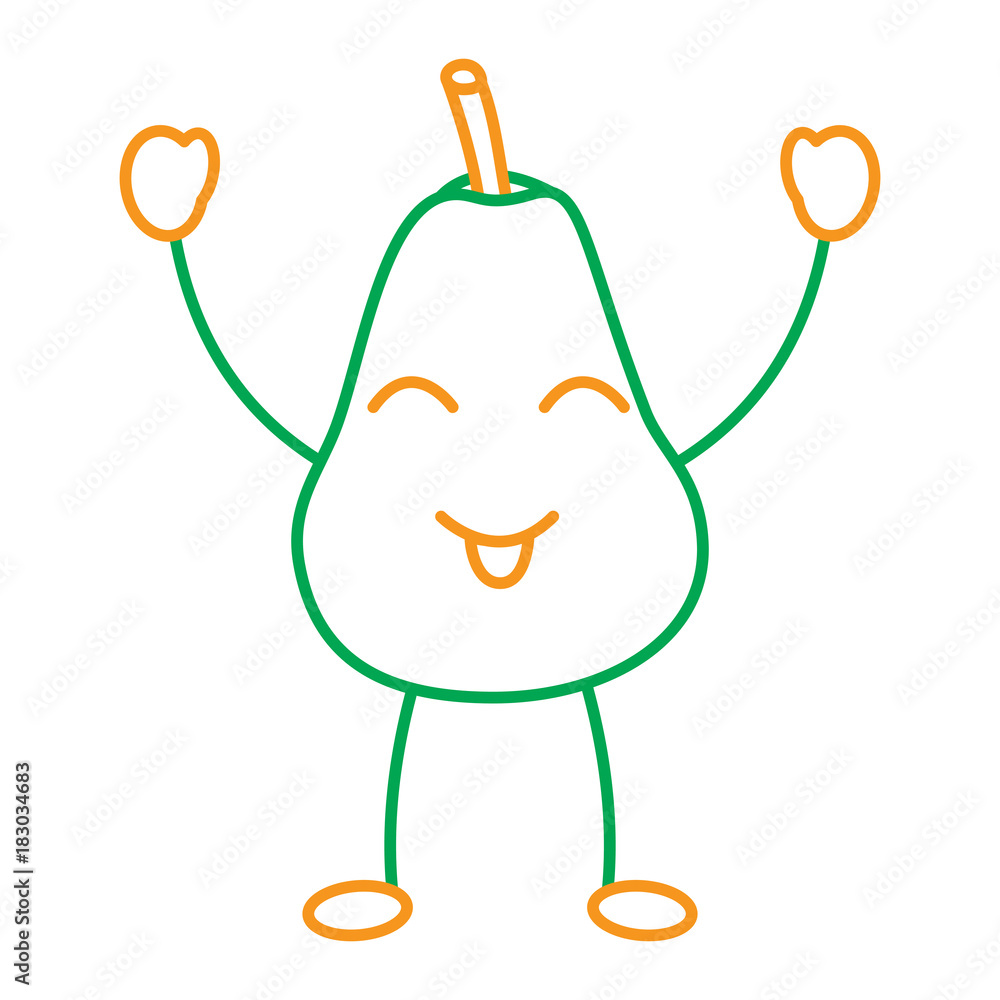 kawaii fruit pear character cartoon image vector illustration line green orange kawaii fruit pear character cartoon image vector illustration line green orange