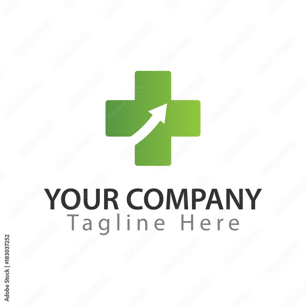 Health Logo Vector. Cross and arrow icon Health Logo Vector. Cross and arrow icon