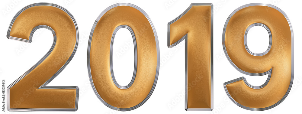 Numeral 2019, isolated on white background, 3d render Numeral 2019, isolated on white background, 3d render