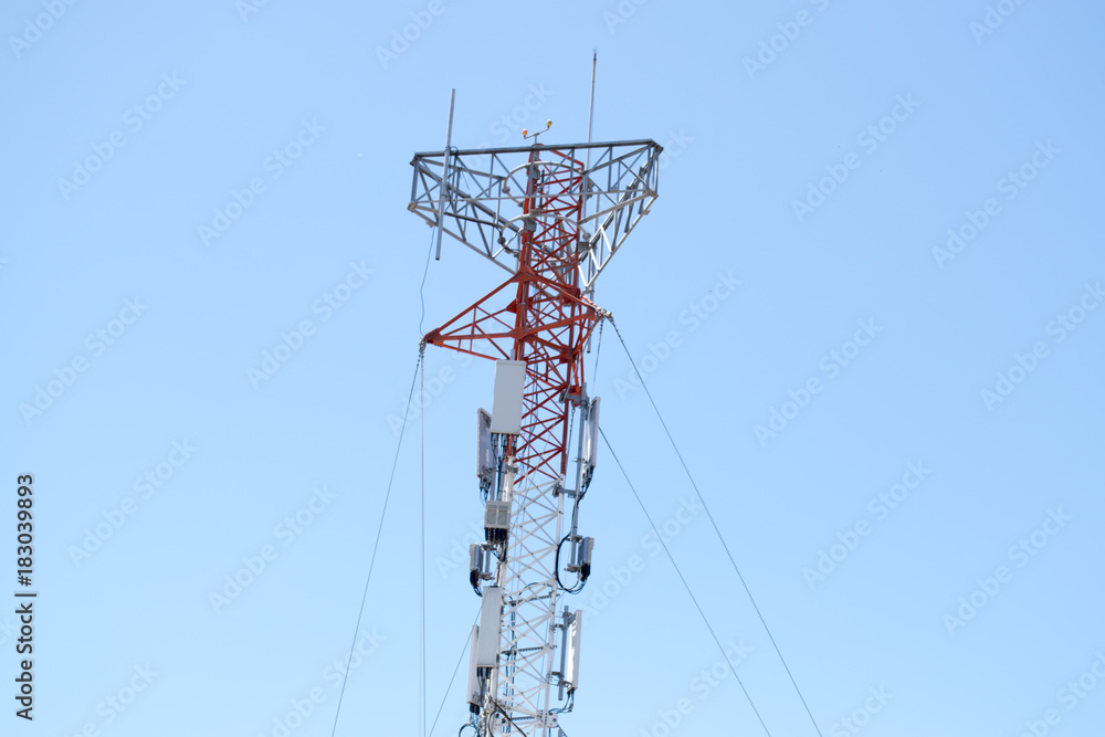 A communications tower for tv and mobile phone signals A communications tower for tv and mobile phone signals