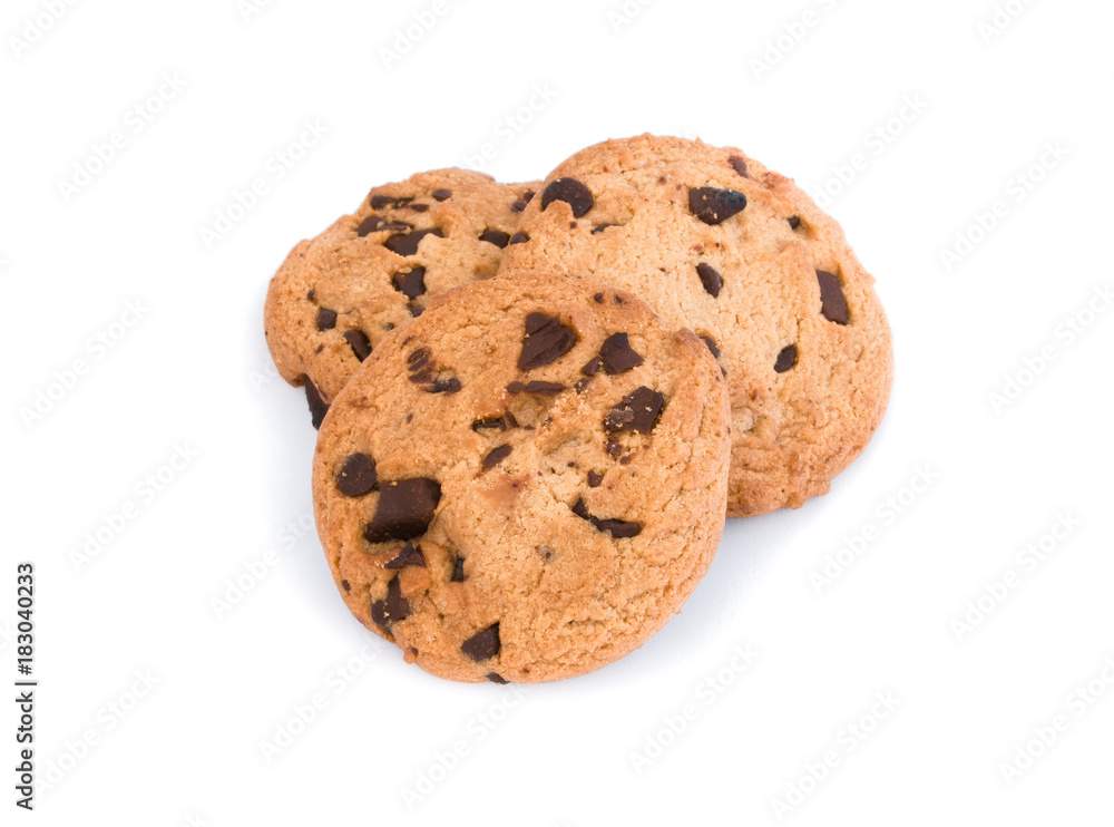 Heap of Chocolate chip cookies isolated on white background Heap of Chocolate chip cookies isolated on white background