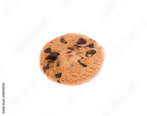 Single Chocolate chip cookies isolated on white background