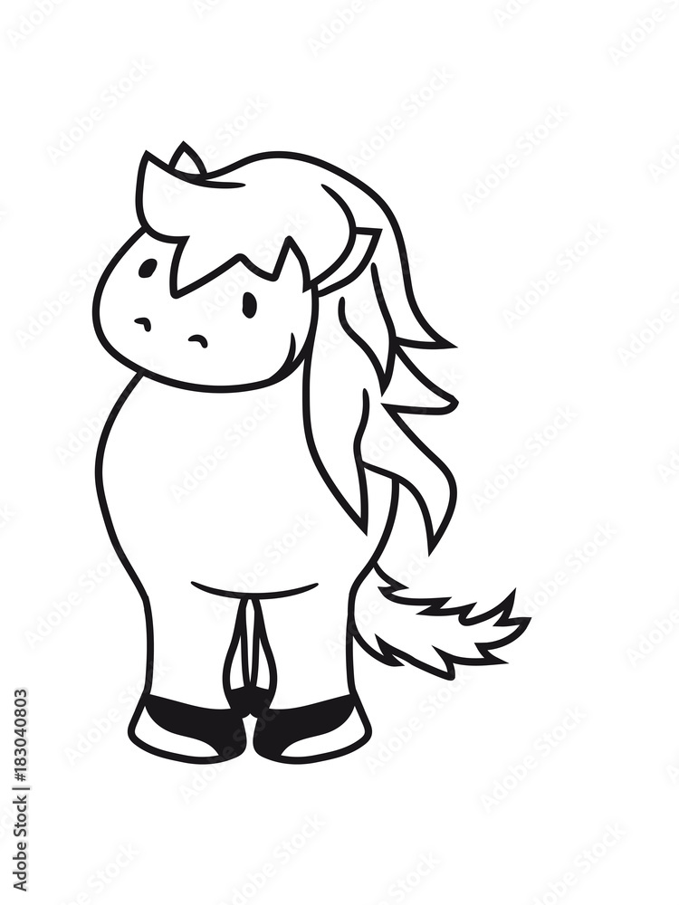 Obraz premium vorne kleines süßes niedlich pony fohlen junges baby kind comic clipart cartoon pferd